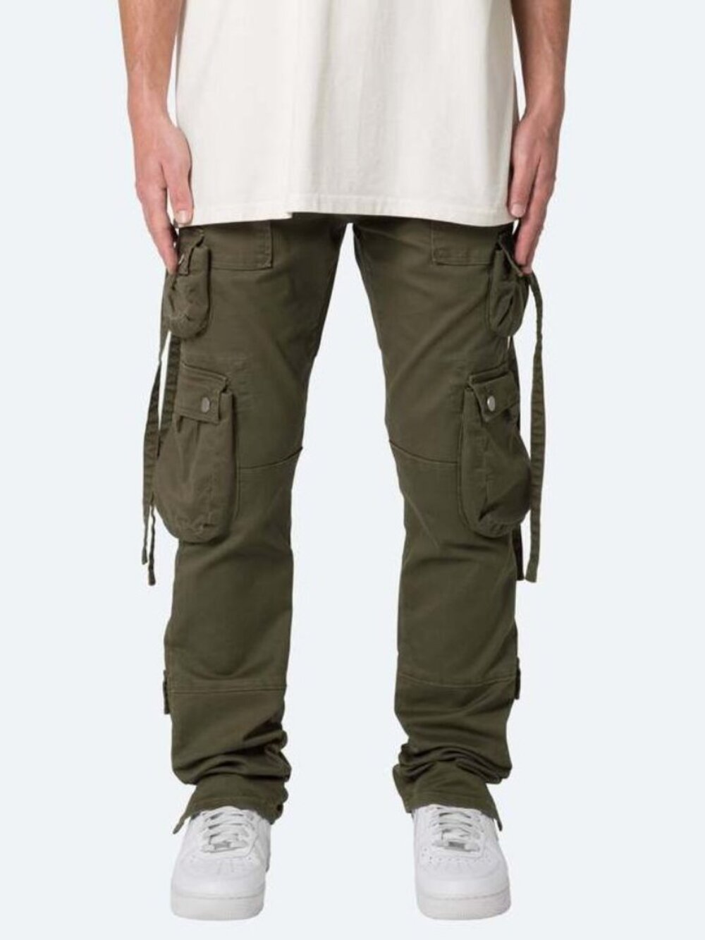 MNML D152 Cargo Straight Denim Pants Relaxed Fit Mens 30 Olive Green NWT